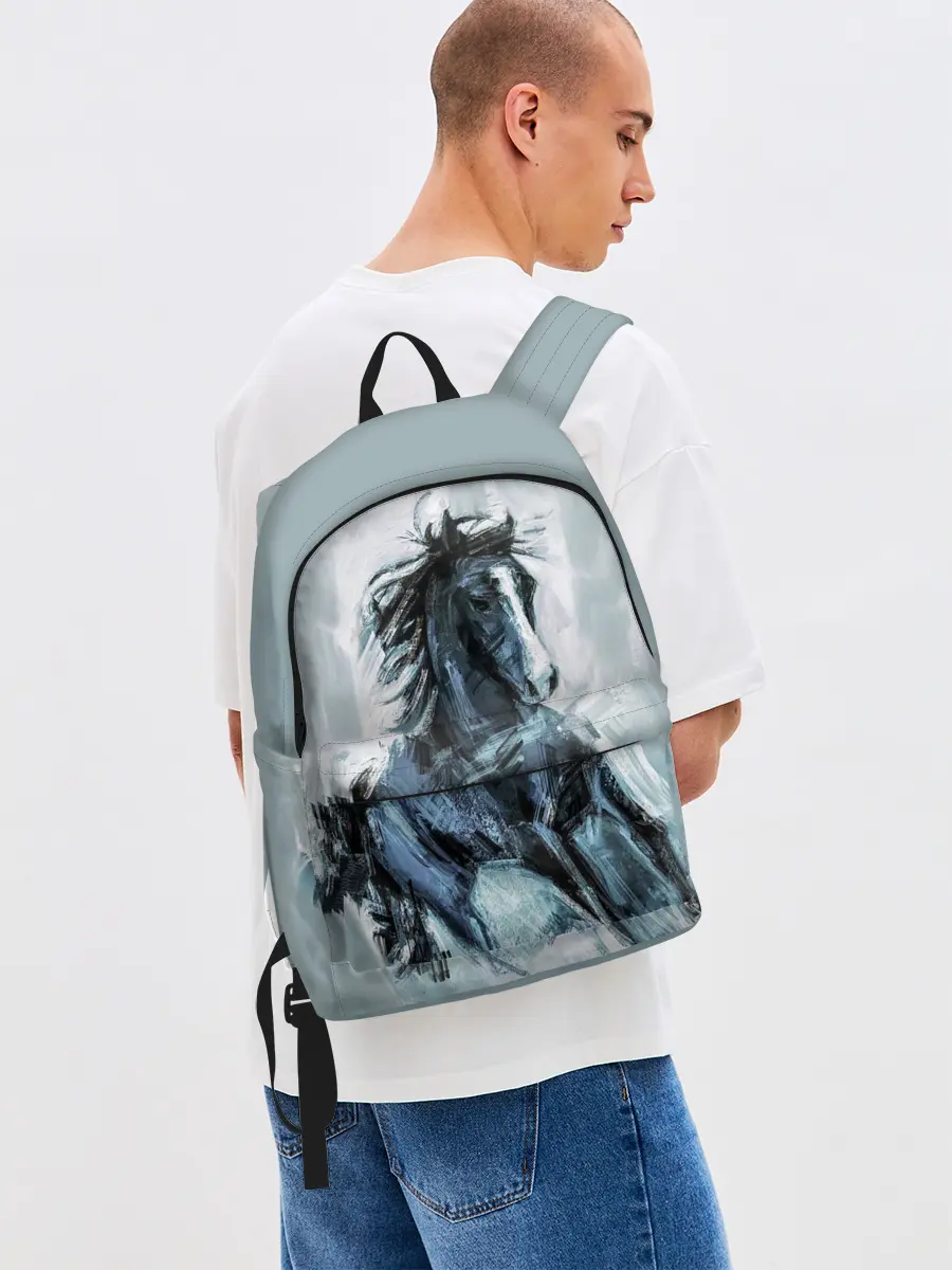 Рюкзак джинсовый / нарисованный конь