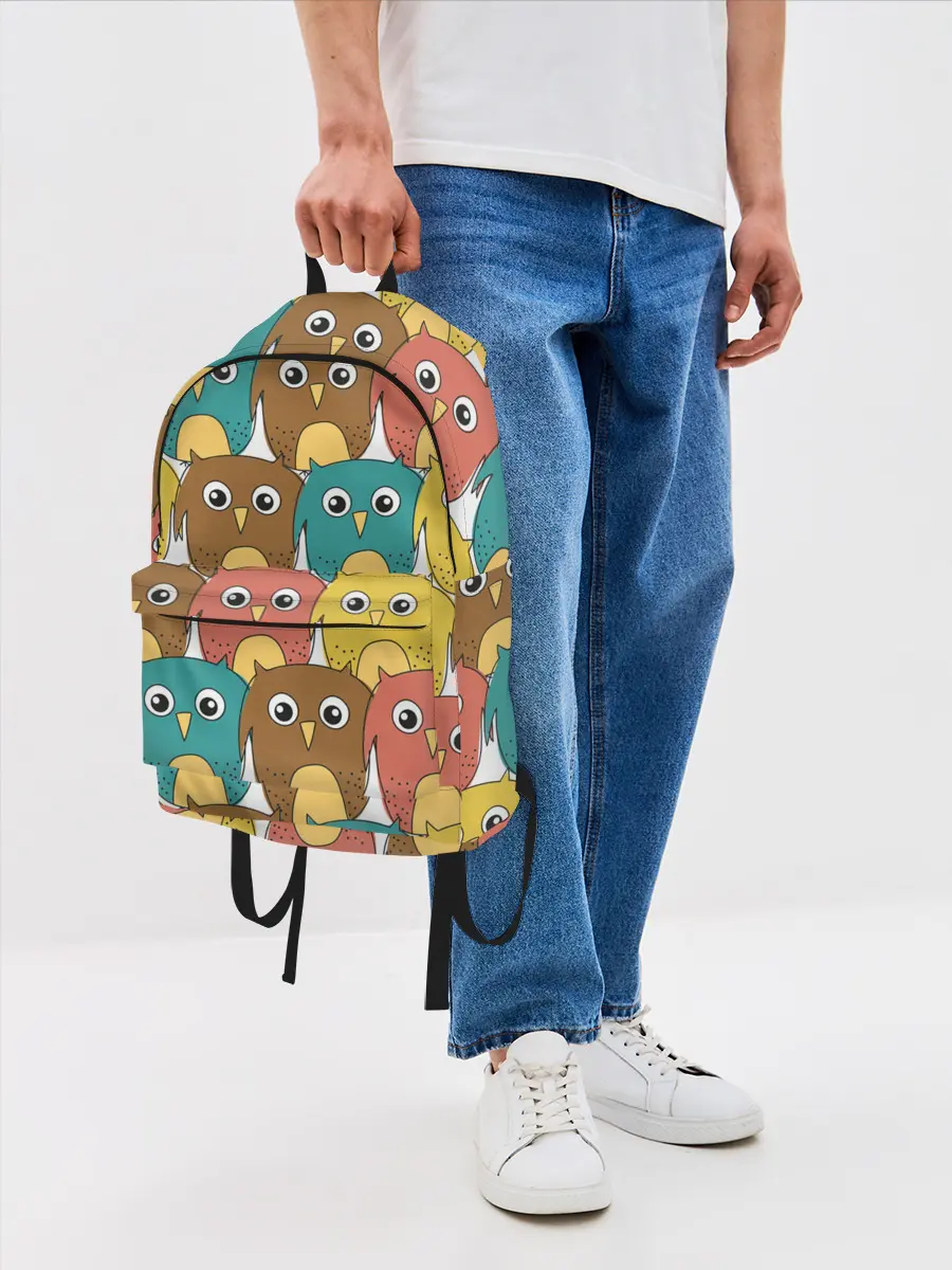 Рюкзак джинсовый / Разноцветные совы