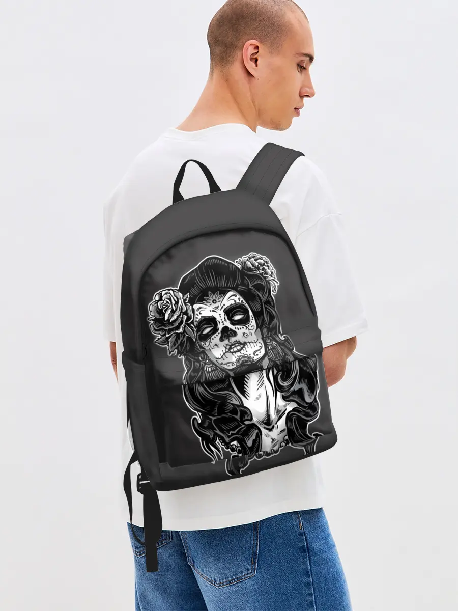 Рюкзак джинсовый / Санта Муэрте