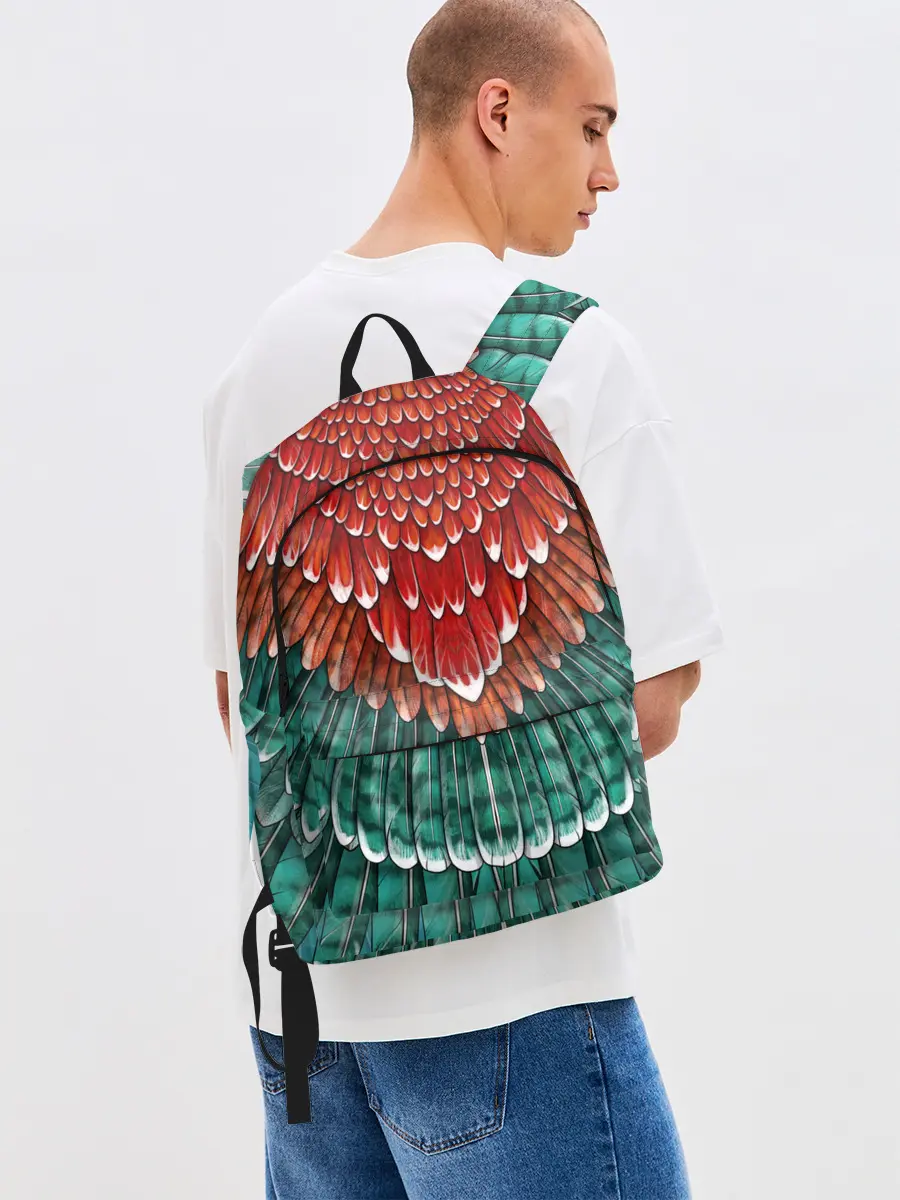 Рюкзак джинсовый / Оперение зимородка