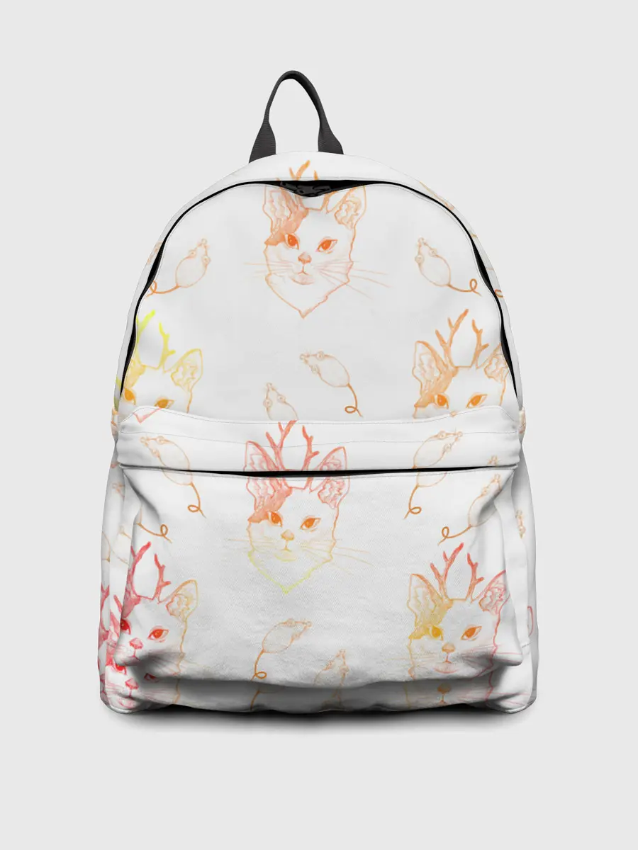 Рюкзак джинсовый / Рогатая кошка с мышами