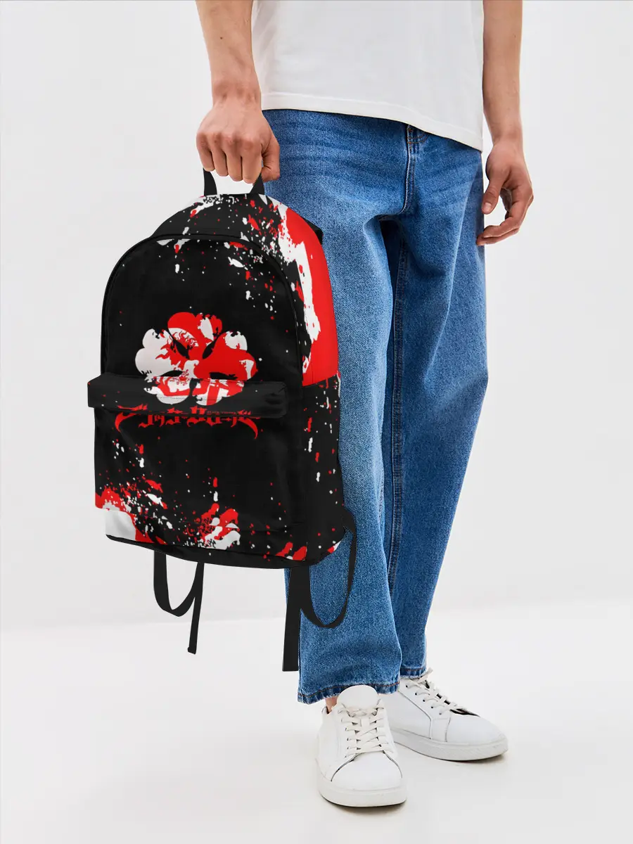 Рюкзак джинсовый / Черный Клевер с ярким красным куском
