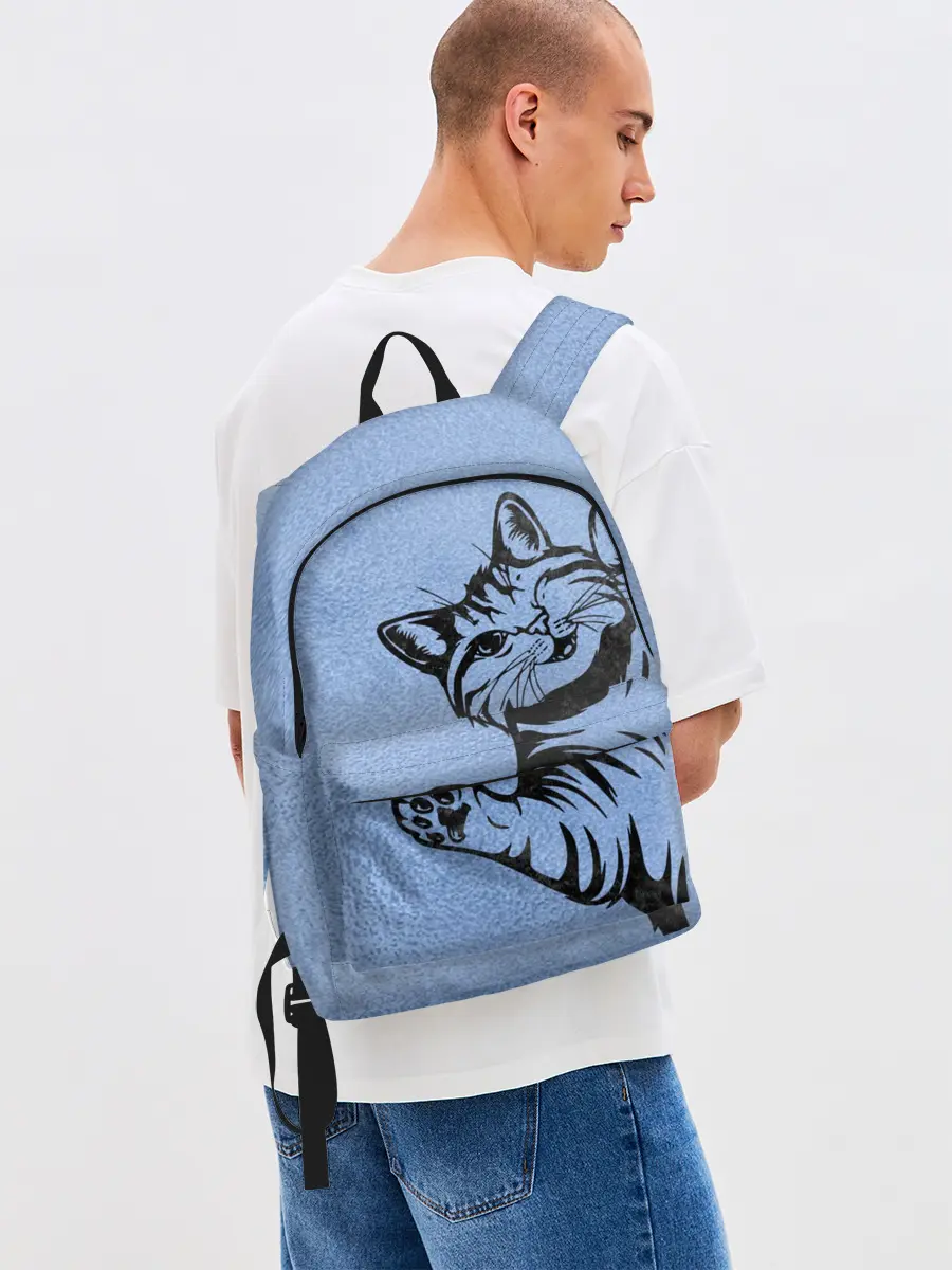 Рюкзак джинсовый / Улыбающийся кот