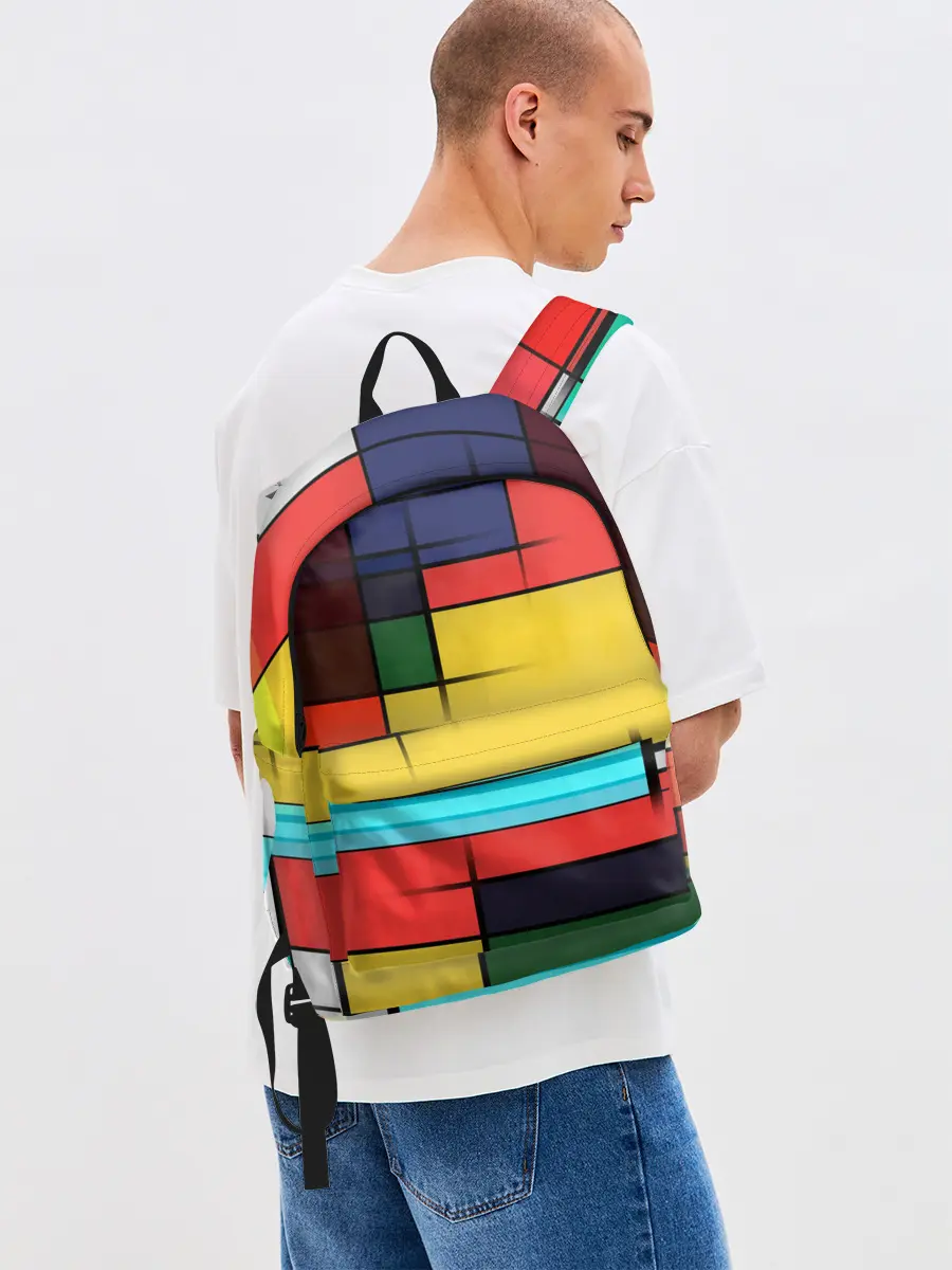 Рюкзак джинсовый / абстрактные фигуры цвета