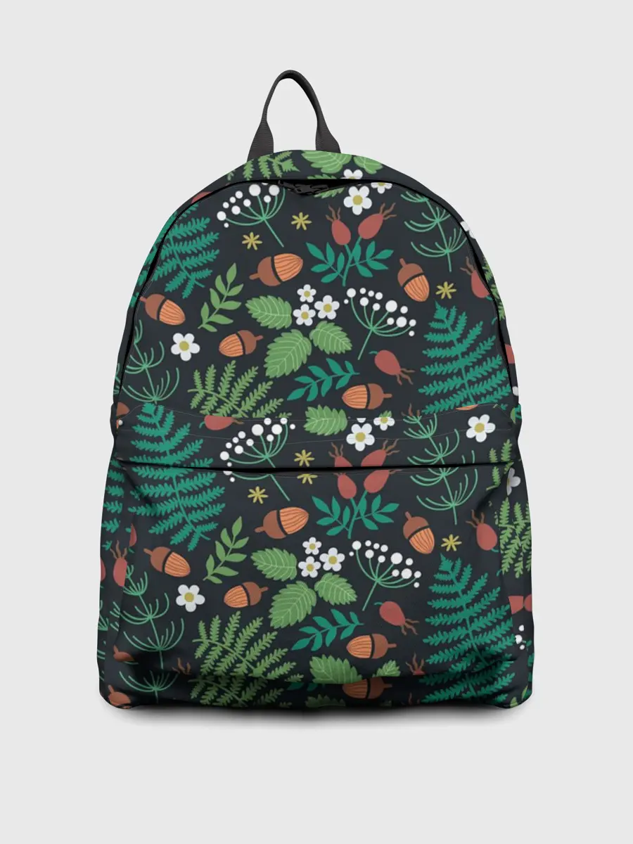 Рюкзак джинсовый / Лесные листочки цветочки