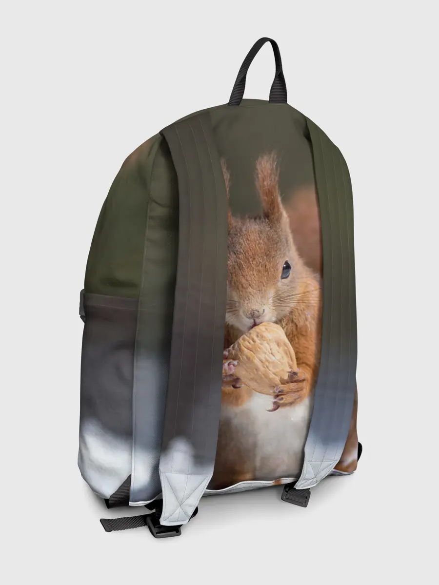 Рюкзак джинсовый / белка с орехом на снегу