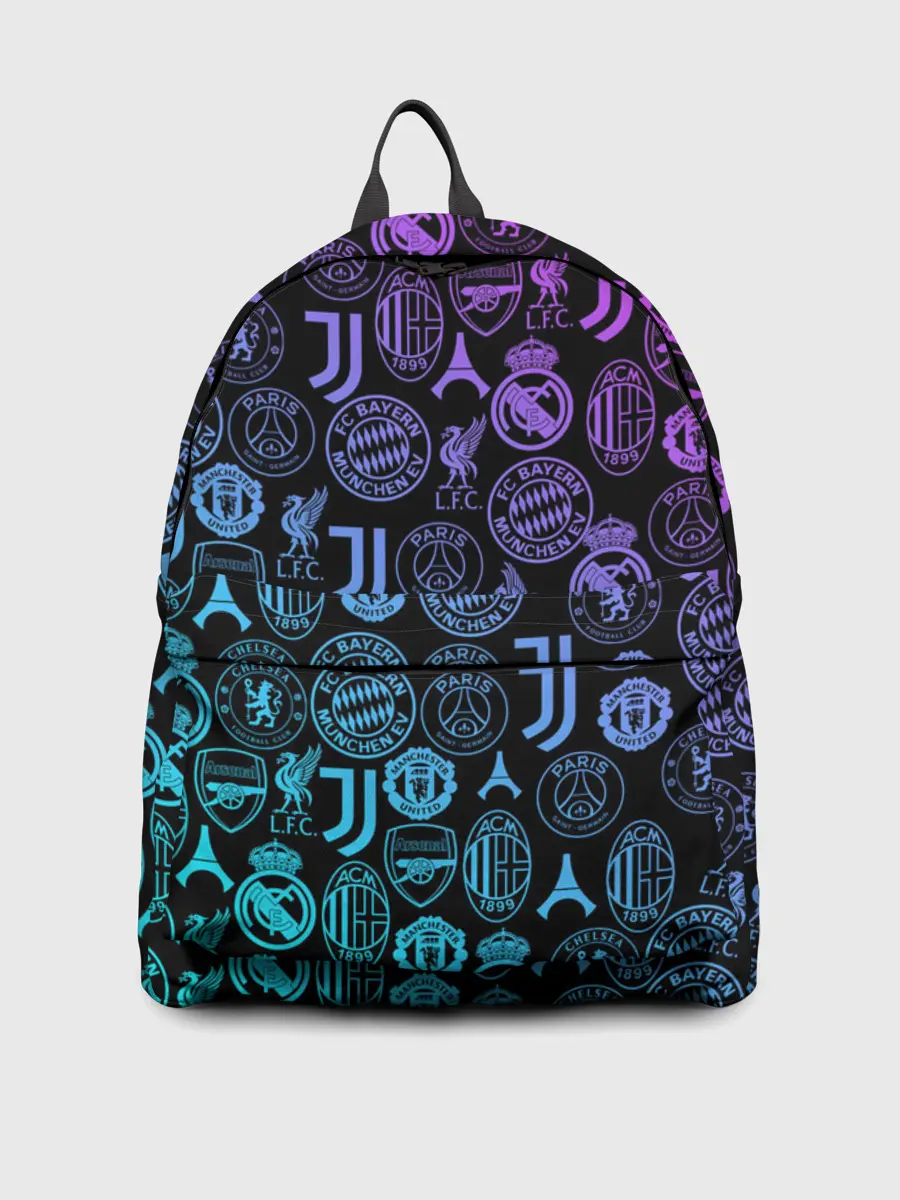 Рюкзак джинсовый / ЛОГО ФУТБОЛЬНЫХ КОМАНД НЕОН