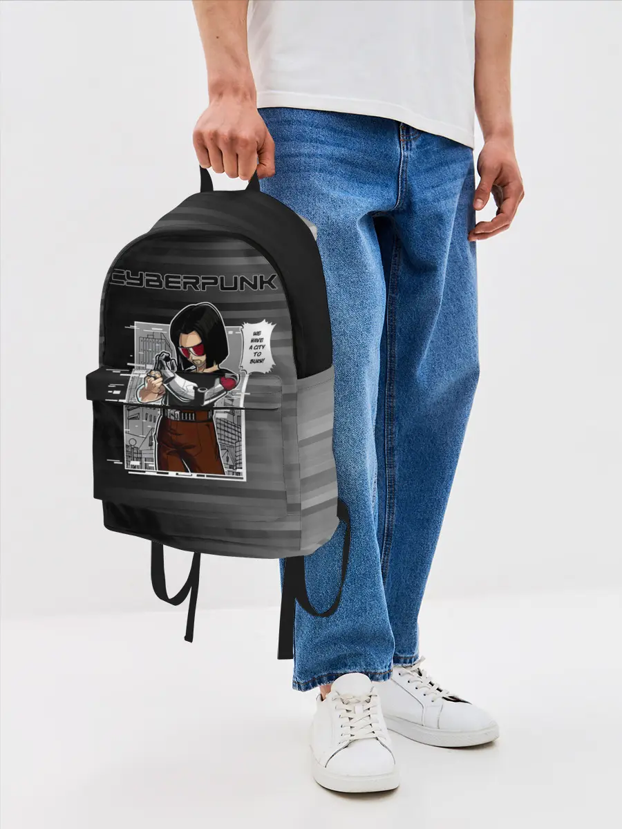 Рюкзак джинсовый / Cyberpunk 2077 WE HAVE A CITY TO BURN!