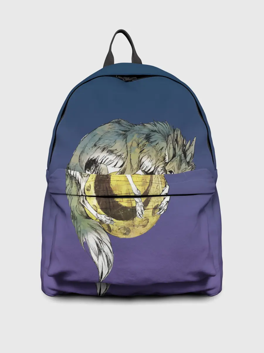 Рюкзак джинсовый / волченок на луне рисунок