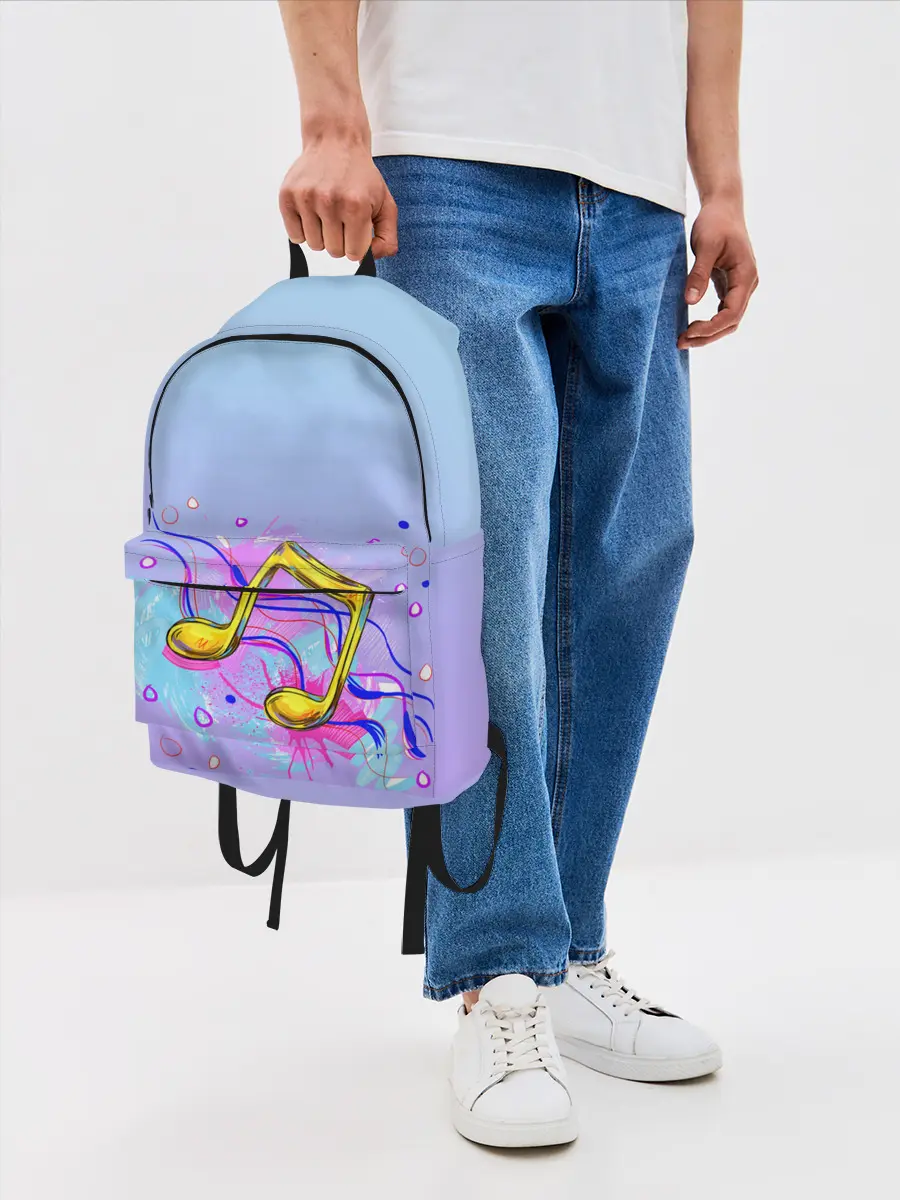 Рюкзак джинсовый / ноты краски музыканту