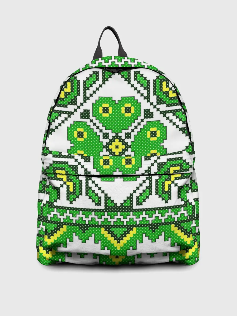 Рюкзак джинсовый / Славянский Узор Зеленый