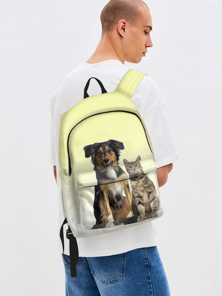 Рюкзак джинсовый / кошка и собака друзья