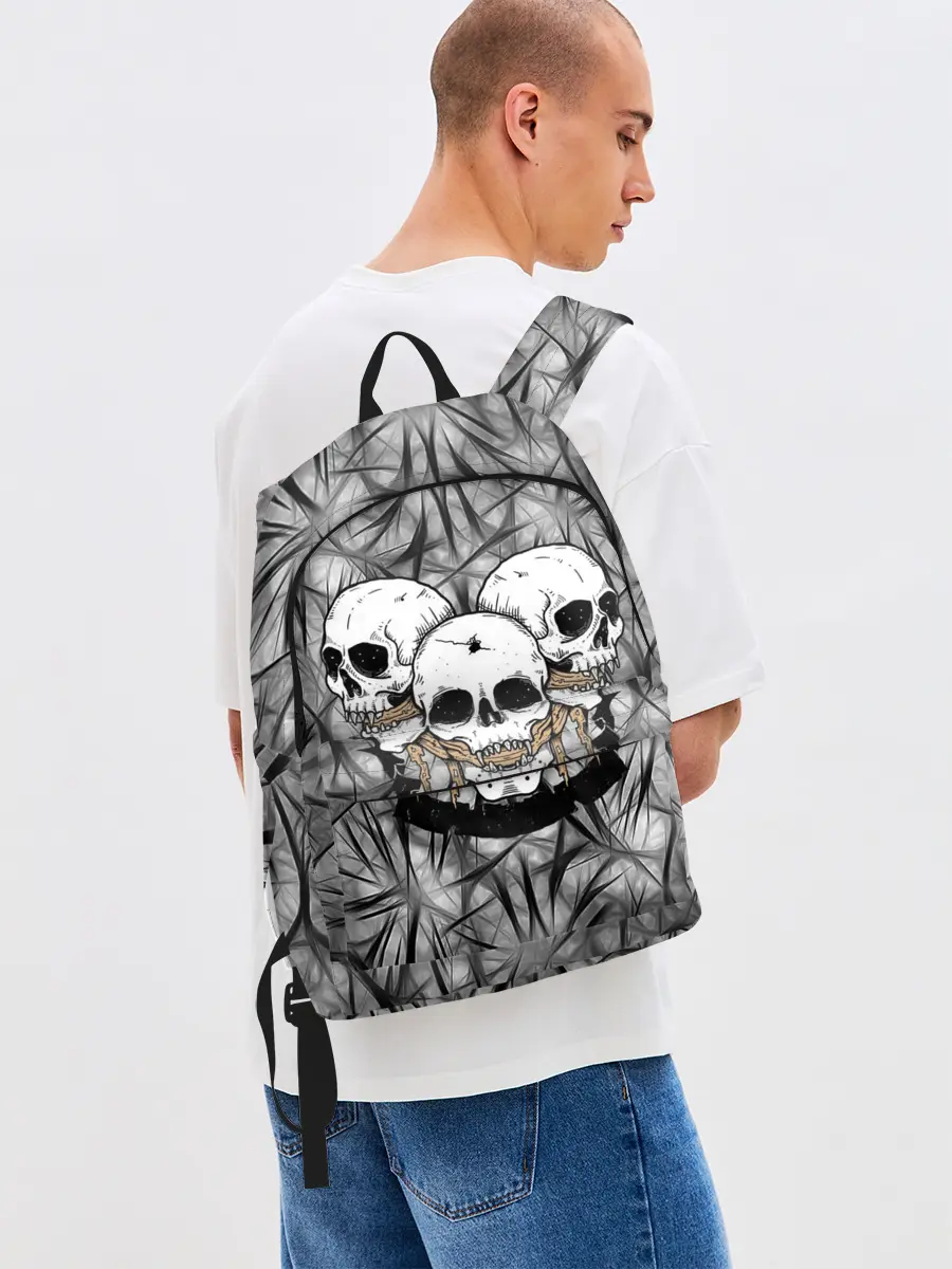 Рюкзак джинсовый / Черепа