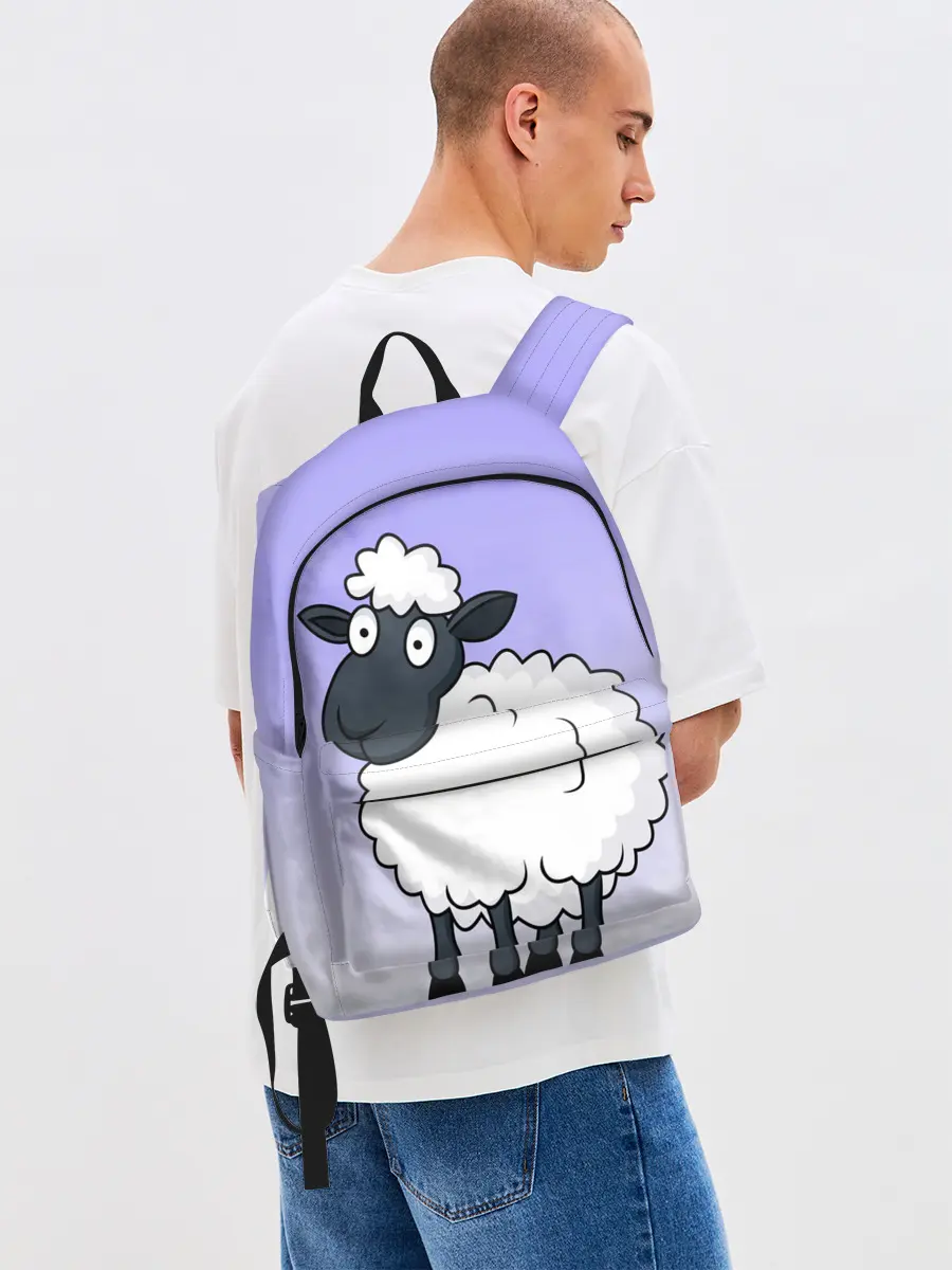 Рюкзак джинсовый / Нарисованный милый барашек