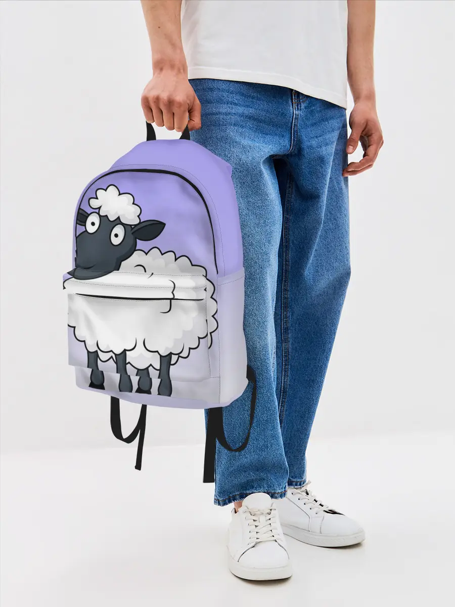Рюкзак джинсовый / Нарисованный милый барашек