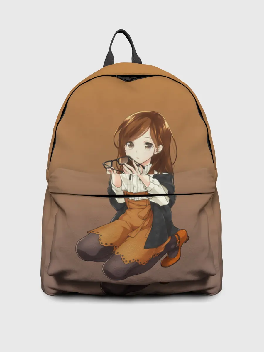 Рюкзак джинсовый / анимешная девочка очки офис