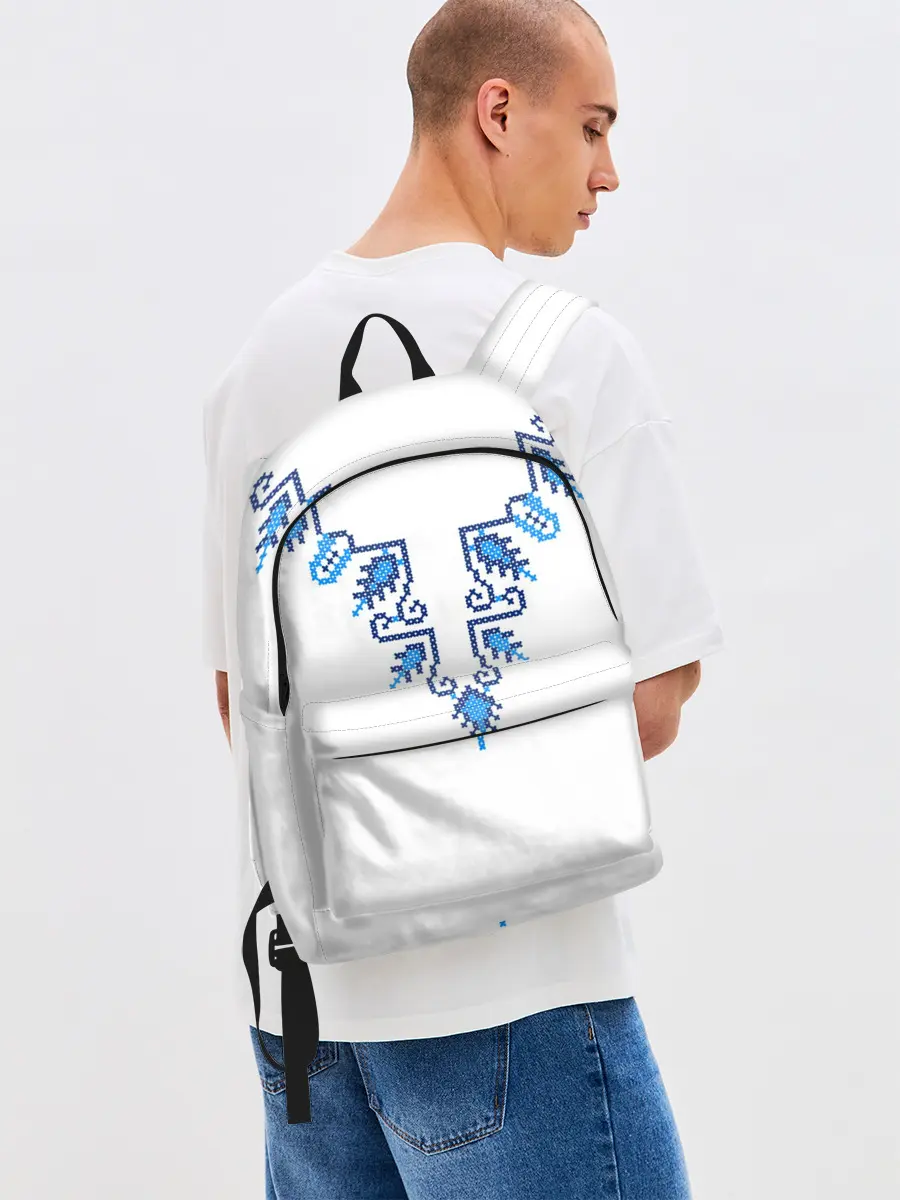 Рюкзак джинсовый / Славянский узор сине-голубой