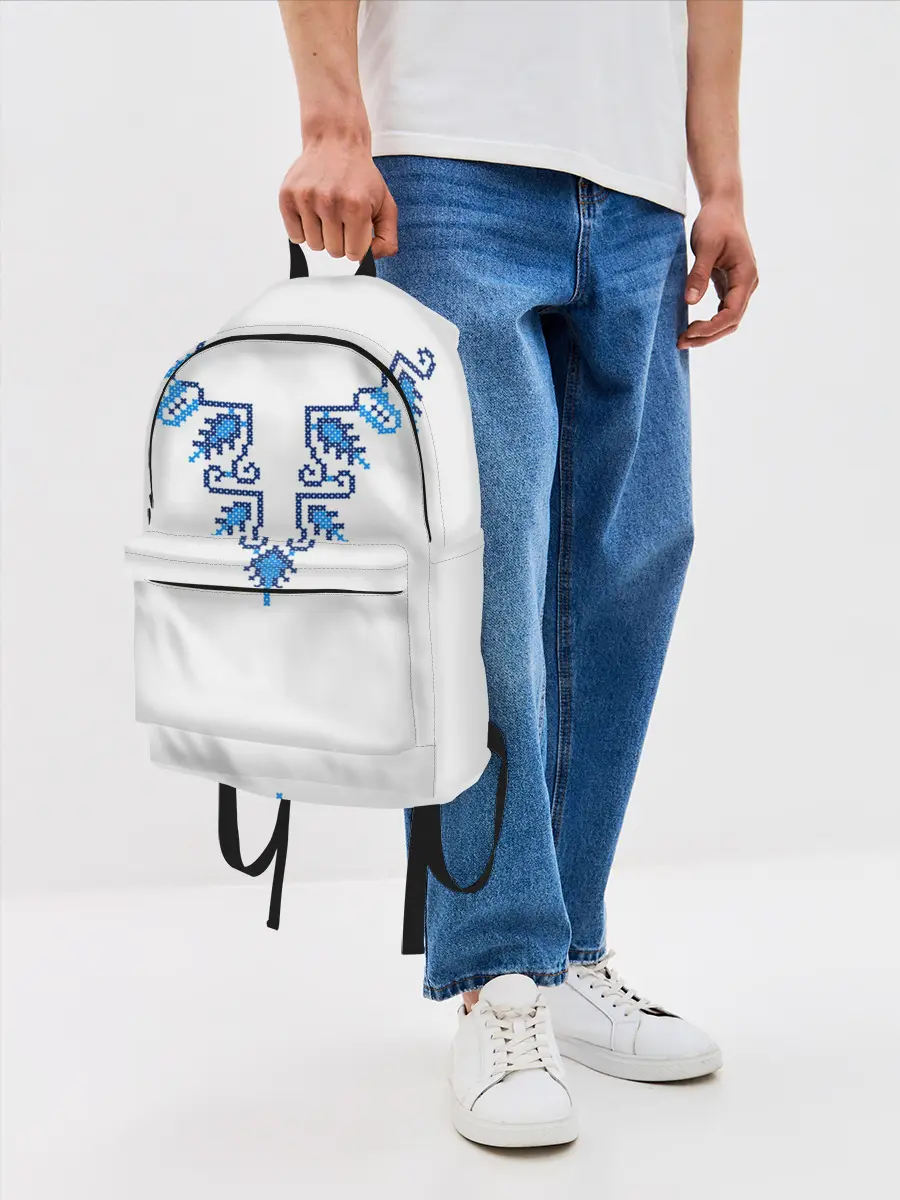 Рюкзак джинсовый / Славянский узор сине-голубой