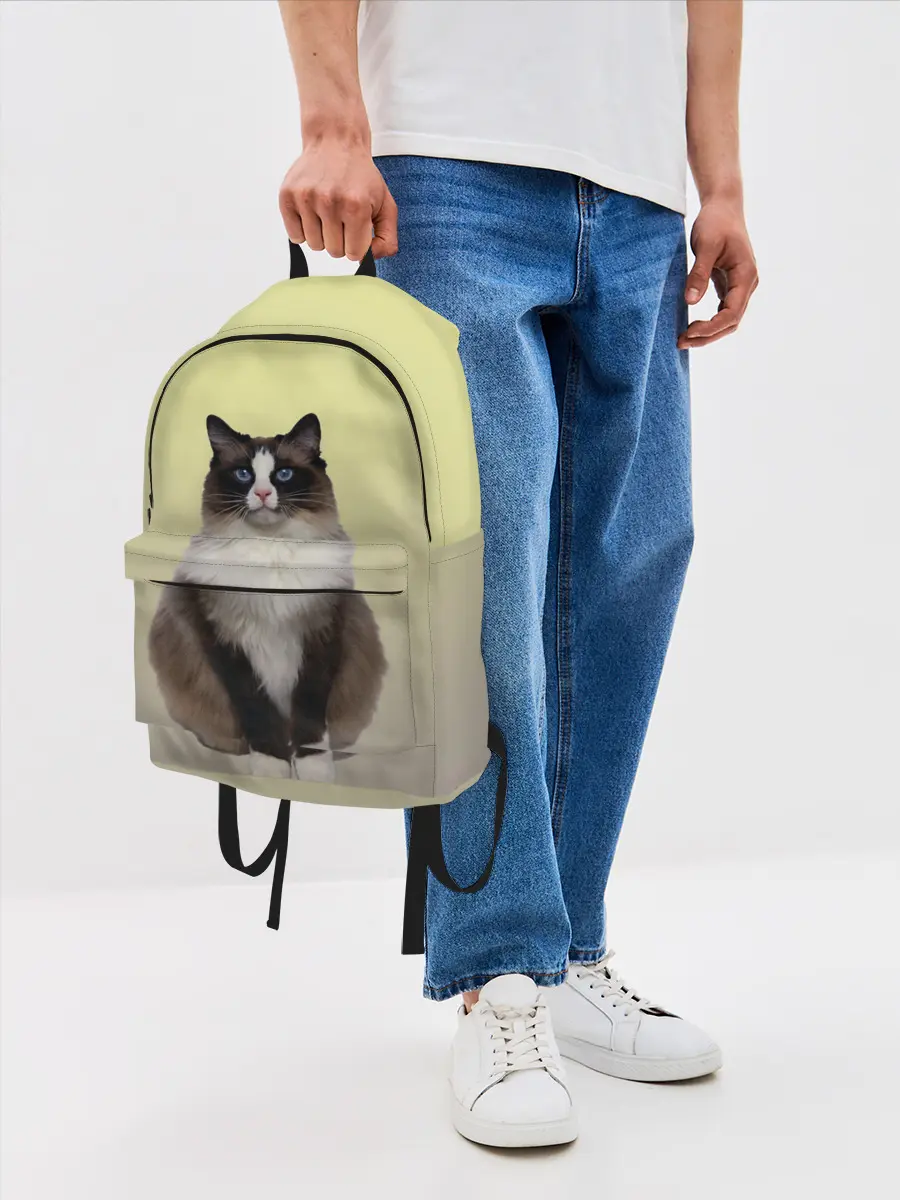 Рюкзак джинсовый / персидская пушистая кошка