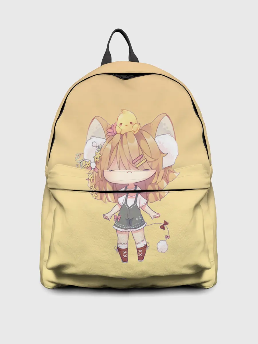 Рюкзак джинсовый / малышка чиби и цыпленок