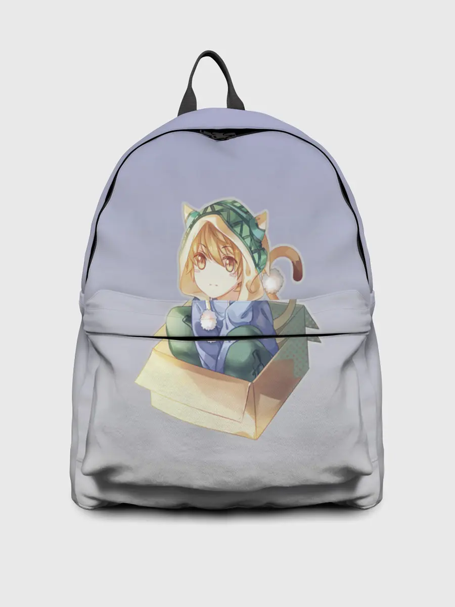 Рюкзак джинсовый / мальчик кот в коробке уши мяу