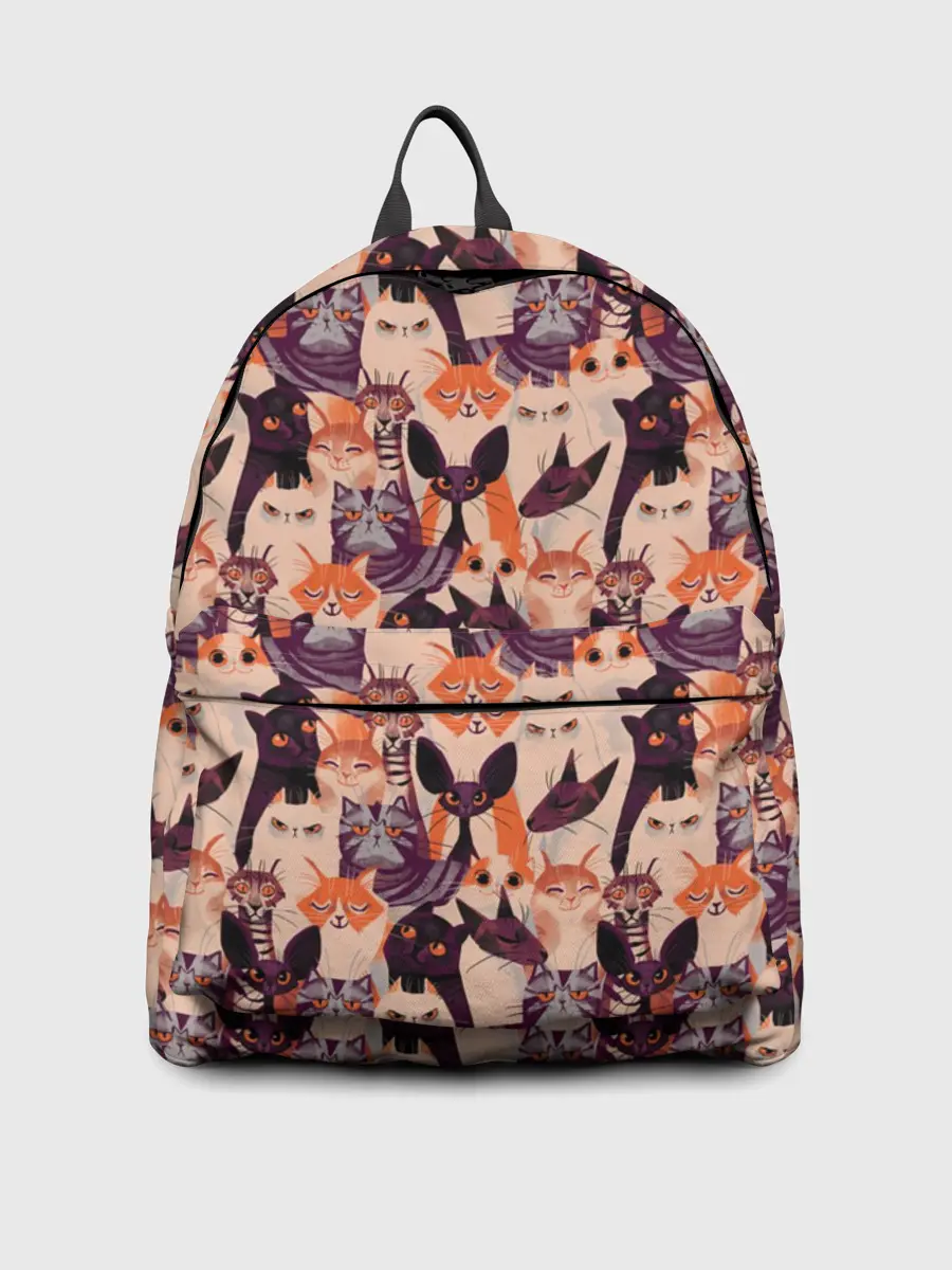 Рюкзак джинсовый / Мемные Коты Паттерн