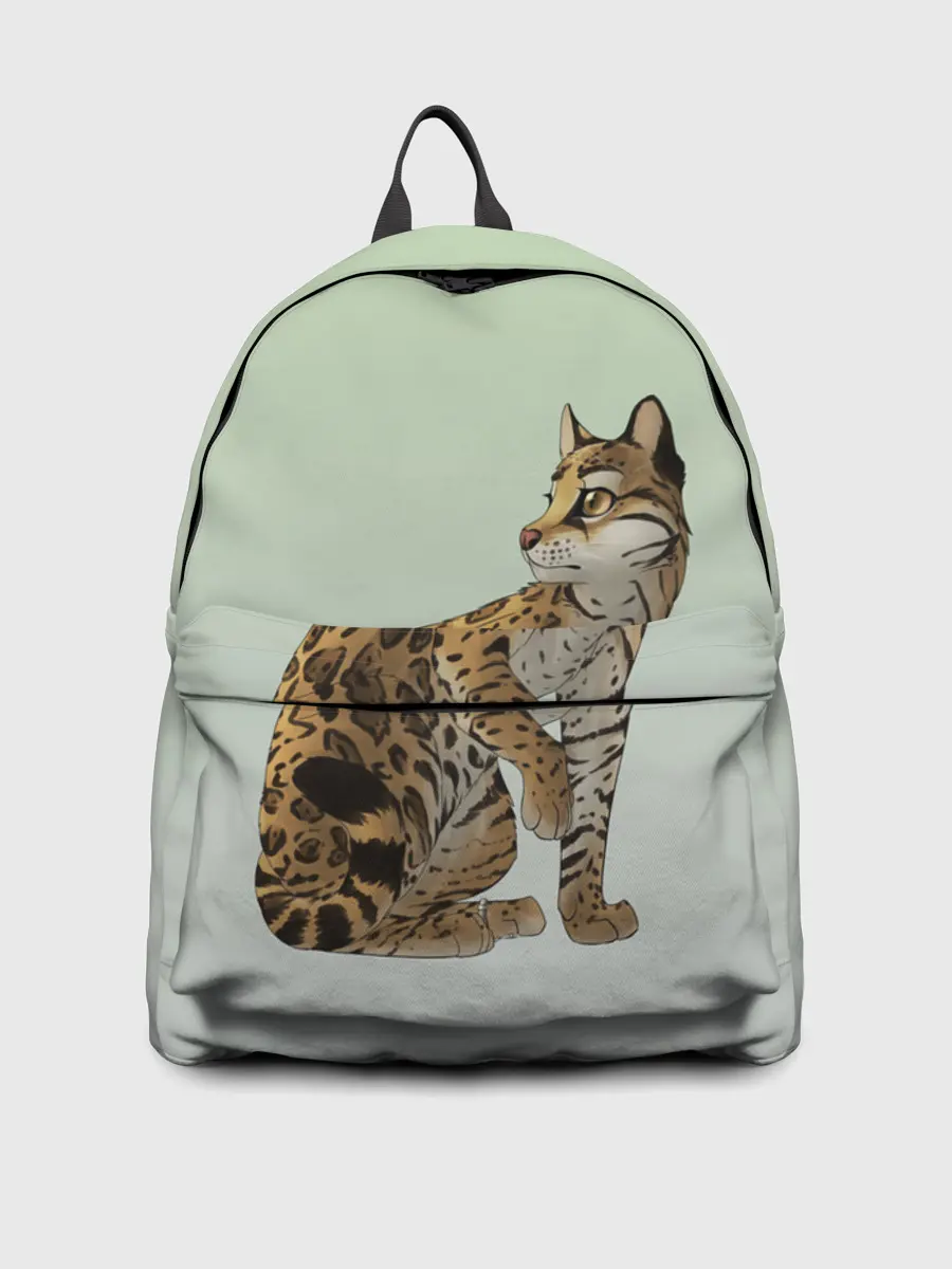 Рюкзак джинсовый / дикий кот оцелот