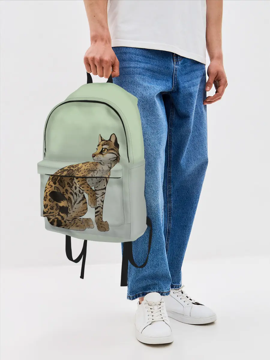 Рюкзак джинсовый / дикий кот оцелот