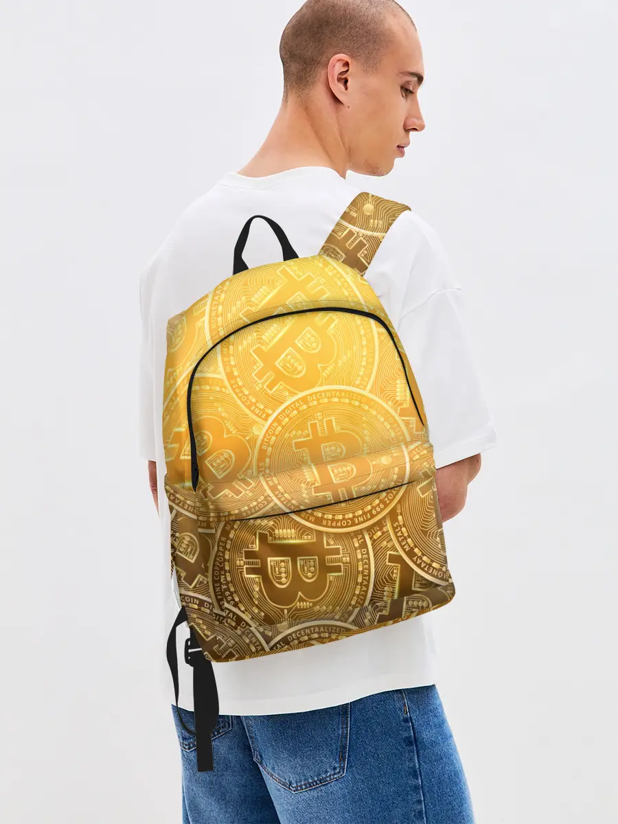 Рюкзак джинсовый / БИТКОИН МОНЕТЫ