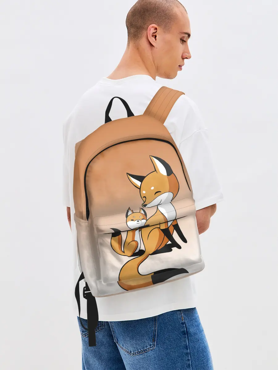 Рюкзак джинсовый / лис и лисенок