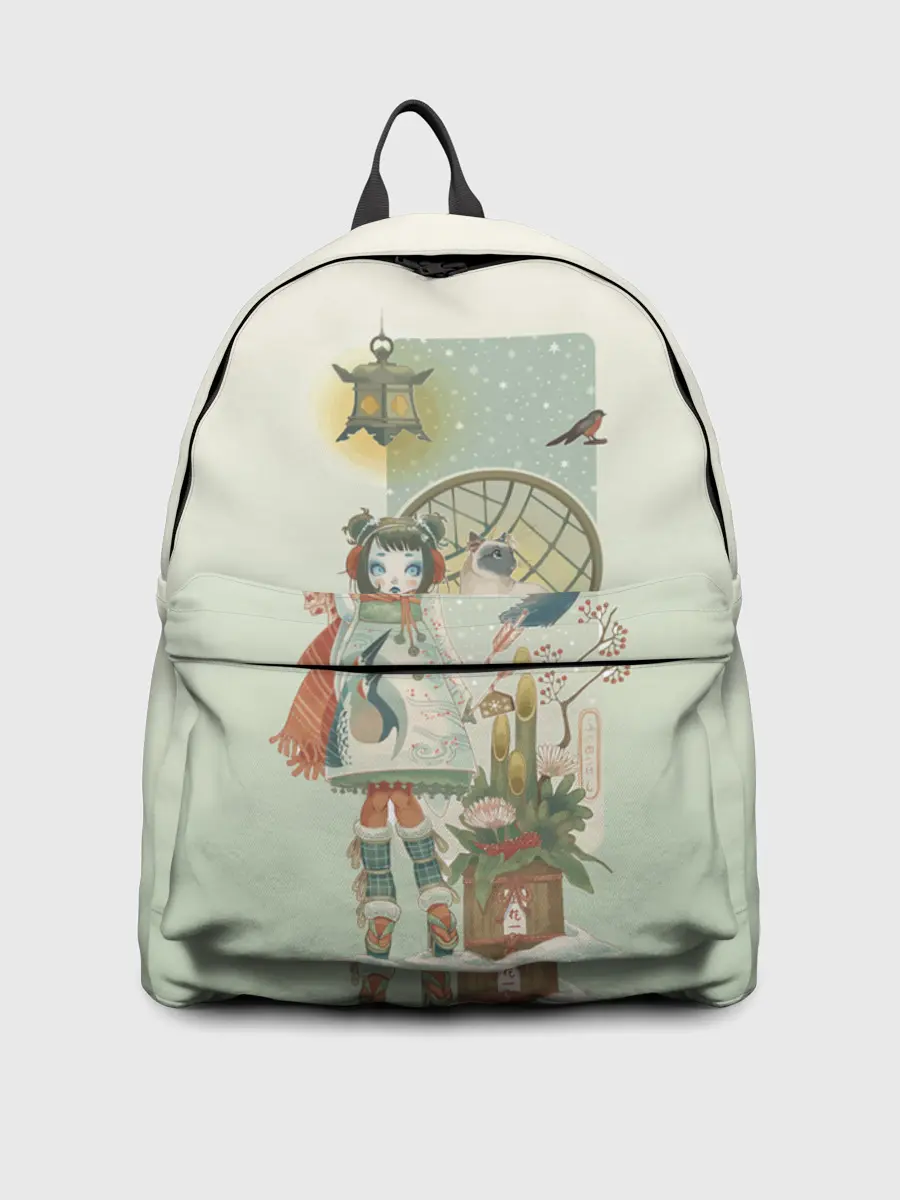 Рюкзак джинсовый / девушка кимоно зима Япония кот