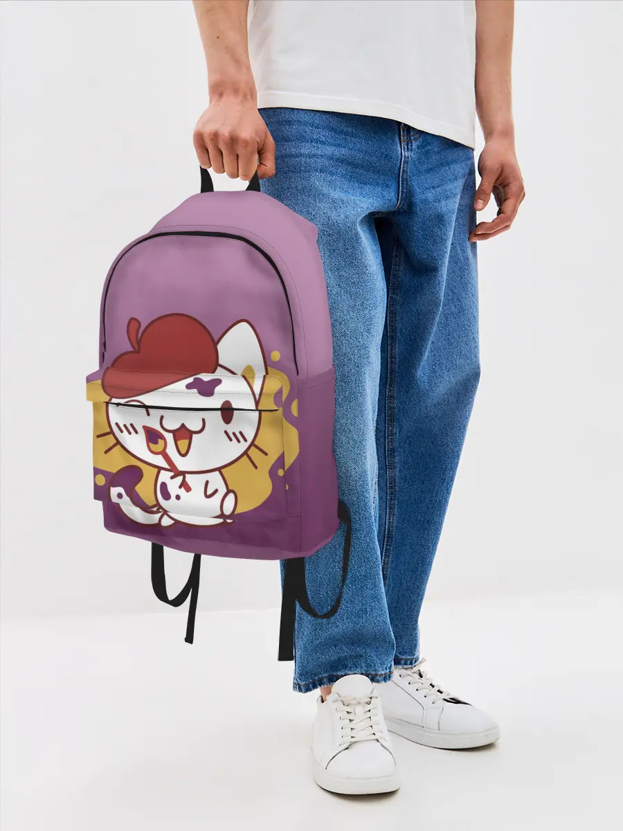 Рюкзак джинсовый / кот художник творец