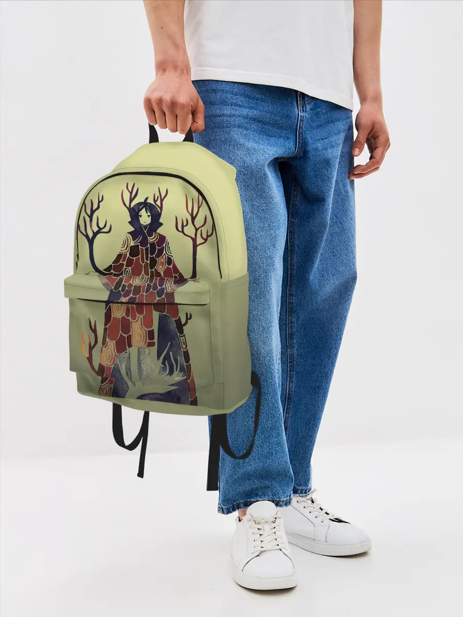 Рюкзак джинсовый / лесной волшебник акварель