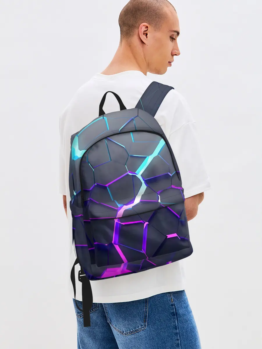 Рюкзак джинсовый / НЕОНОВЫЙ РАЗЛОМ | 3Д РАЗЛОМ