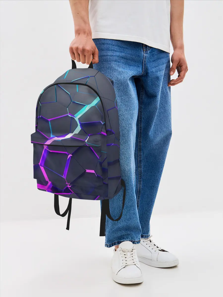 Рюкзак джинсовый / НЕОНОВЫЙ РАЗЛОМ | 3Д РАЗЛОМ
