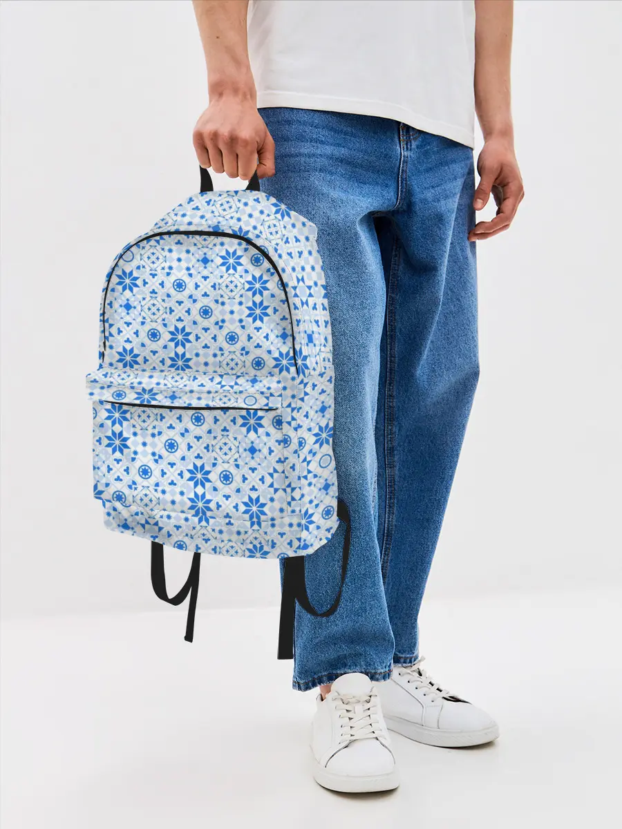 Рюкзак джинсовый / Орнамент снежинки