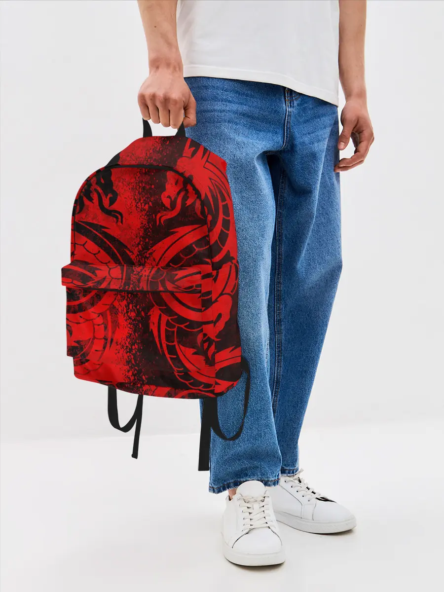 Рюкзак джинсовый / BLACK RED DRAGONS TATOO