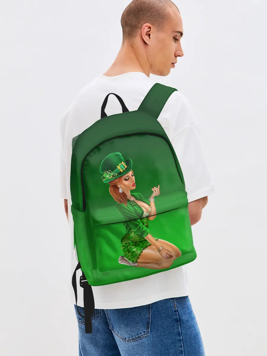 Рюкзак джинсовый / девушка лепрекон в зеленом