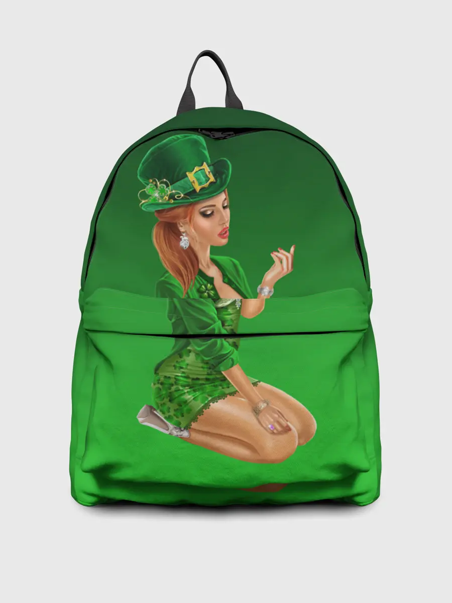 Рюкзак джинсовый / девушка лепрекон в зеленом