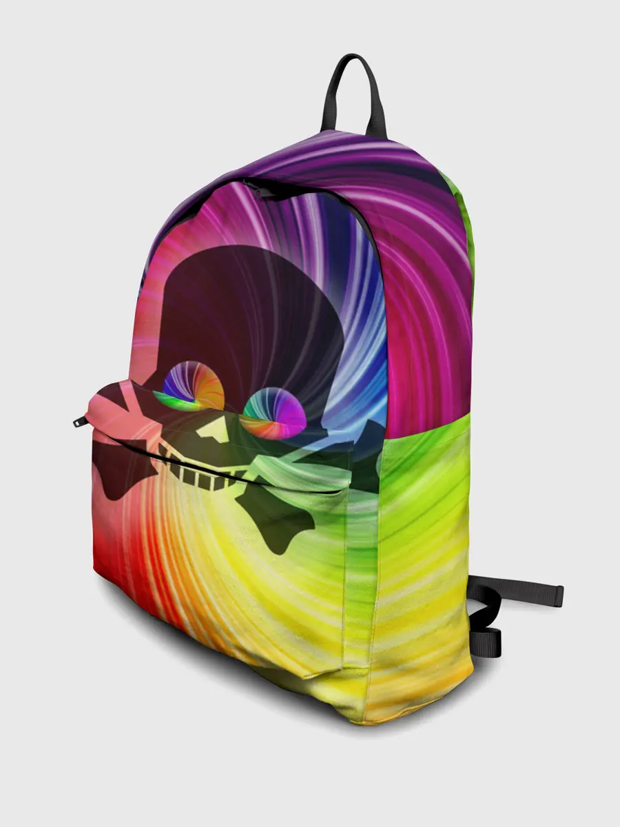 Рюкзак джинсовый / Радужный череп