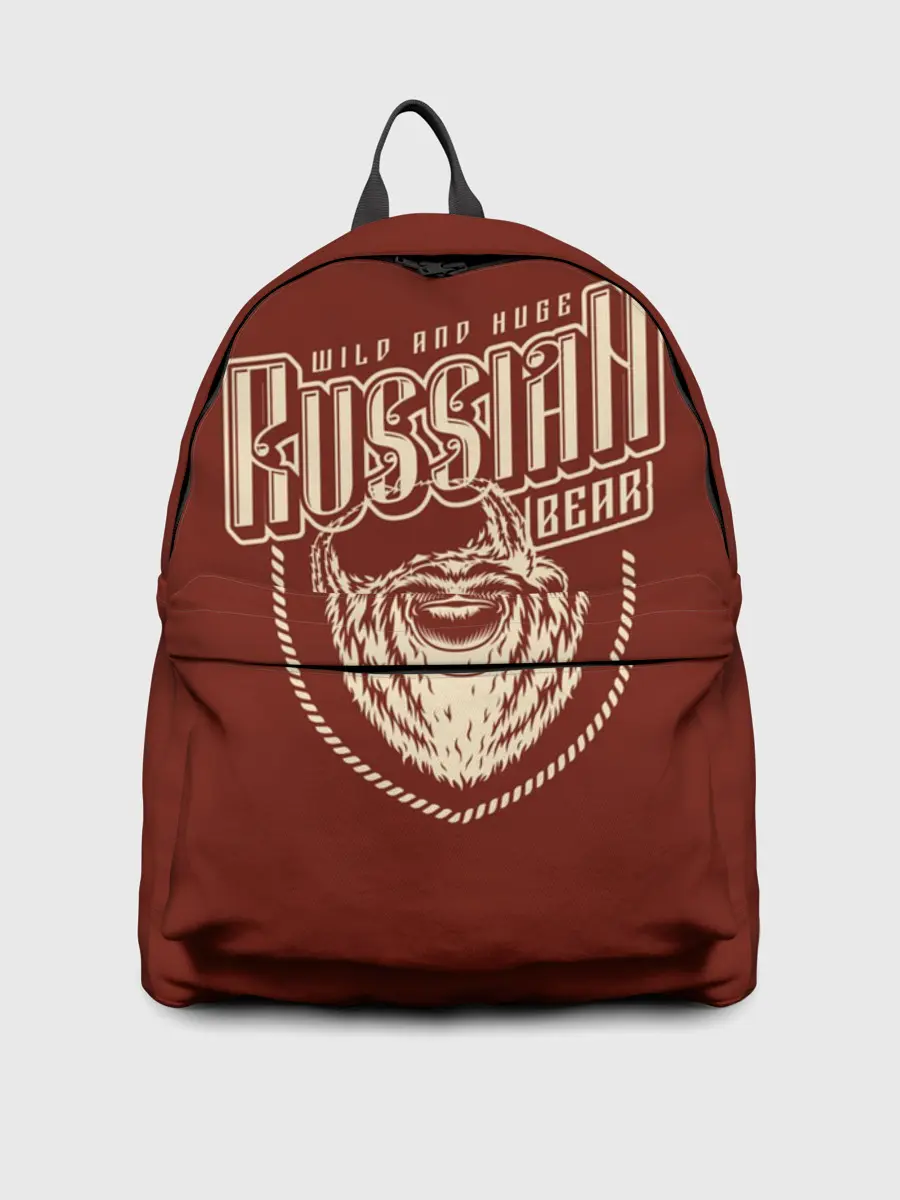 Рюкзак джинсовый / Русский медведь в шапке