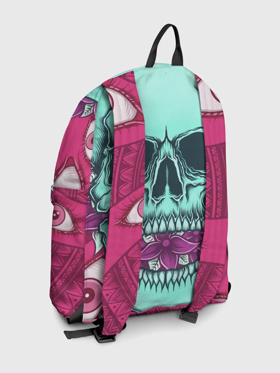 Рюкзак джинсовый / Череп в цветах