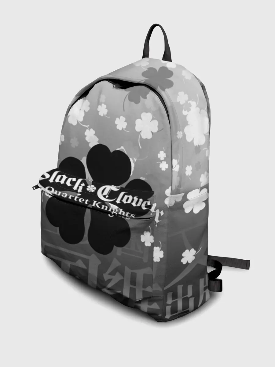 Рюкзак джинсовый / Черный логотип Клевера на сером градиенте