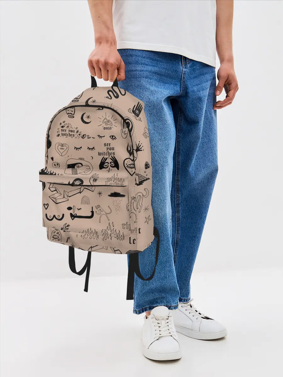 Рюкзак джинсовый / принт в стиле тату