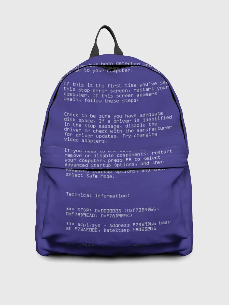 Рюкзак джинсовый / Синий экран | Текст ошибки