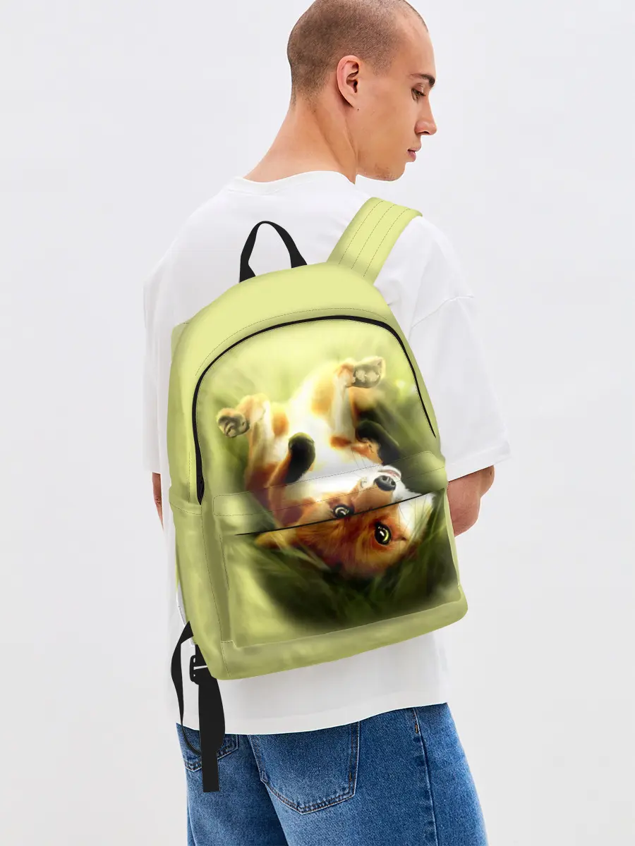 Рюкзак джинсовый / Лиса на траве