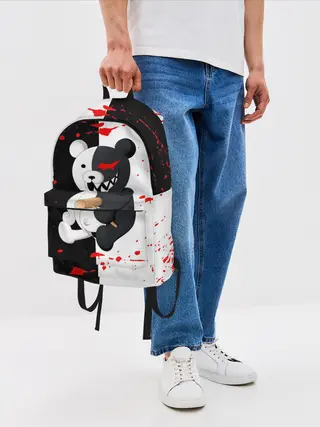 Рюкзак джинсовый / monokuma с молотком