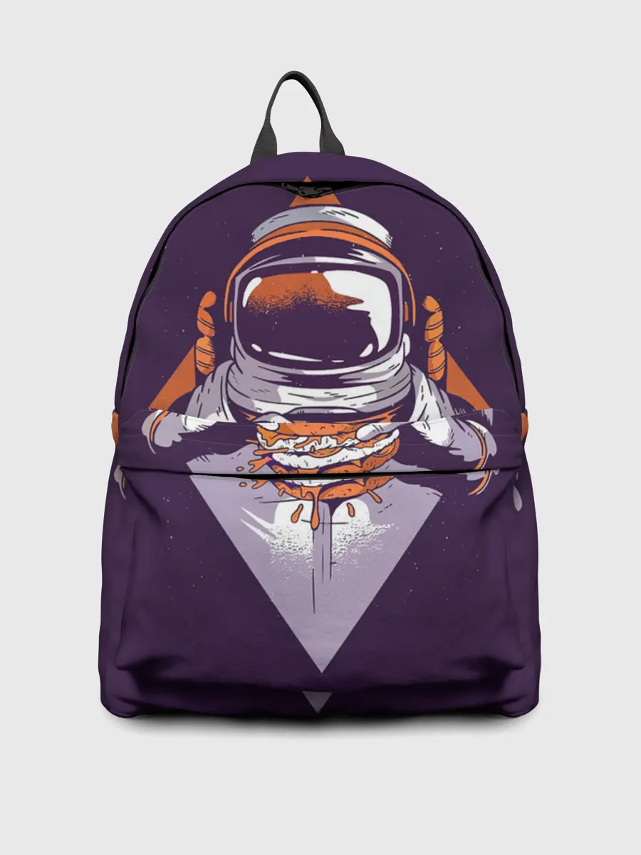 Рюкзак джинсовый / Космонавт ест бургер