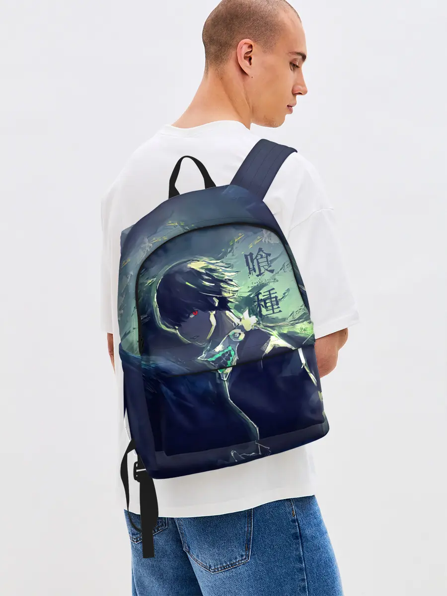 Рюкзак джинсовый / Зеленая маска Канеки Кен