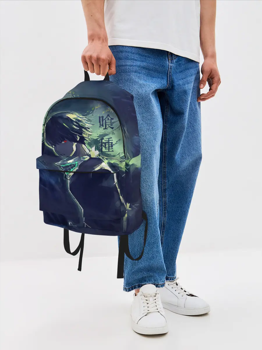 Рюкзак джинсовый / Зеленая маска Канеки Кен